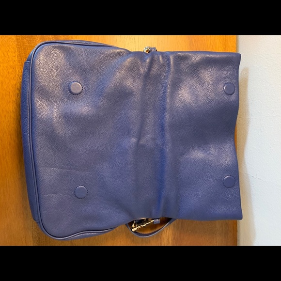 Tory Burch “Amanda” Fold-Over Cross Body Bag Blue - Picture 5 of 11